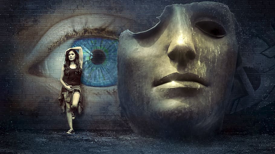fantasy surreal mask wall